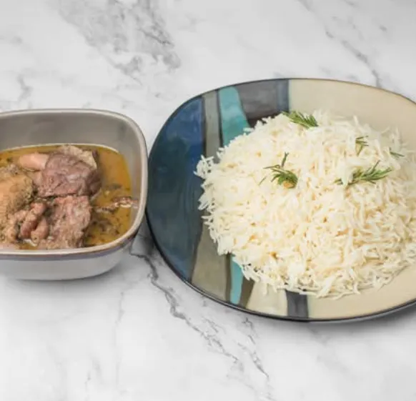 Fresh Plantains with protein at Loo Afro Naija Cuisine