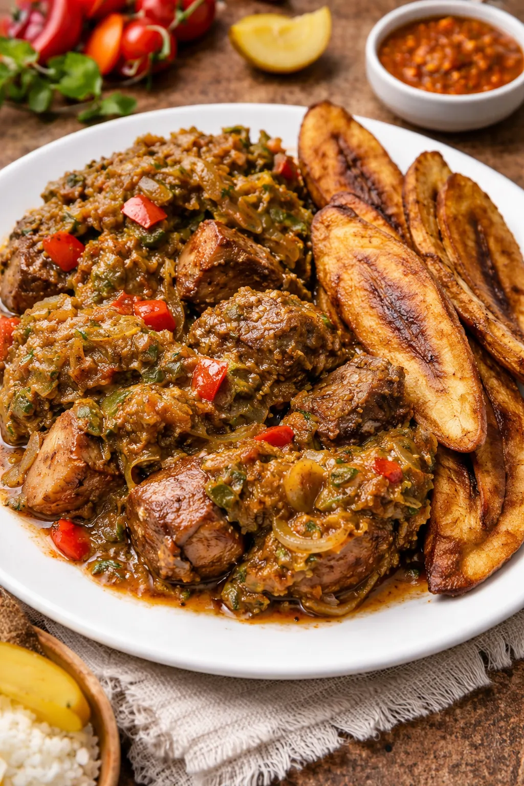 Delicious Spicy Turkey Plantain at Loo Afro Naija Cuisine Nigerian Restaurant in Edmonton, AB